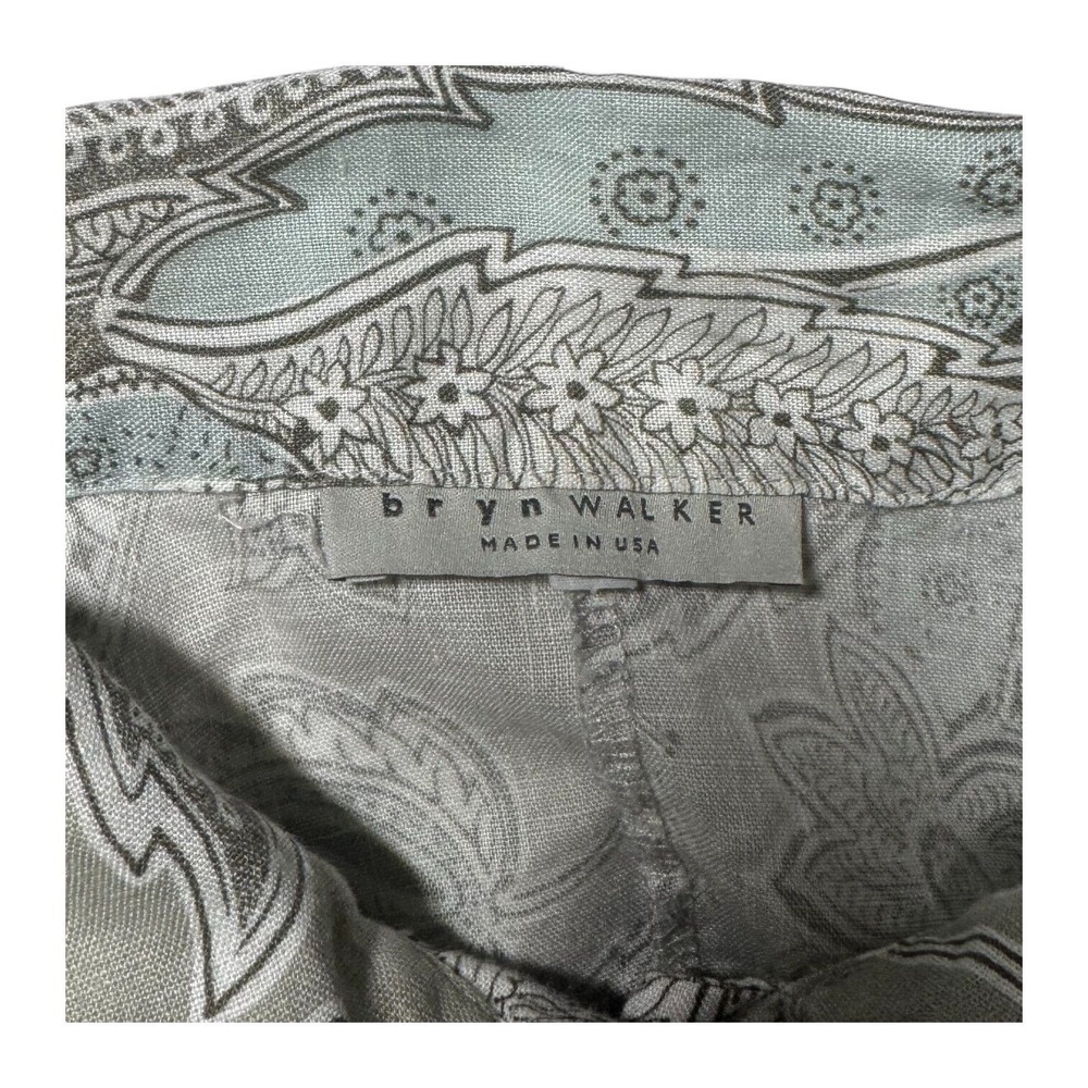 Bryn Walker Womnes Linen Top Jacket Tan Blue Paisley 3/4 Sleeve‎ Button Up Sz Lg - Picture 12 of 15